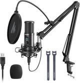 MAONO USB Micrófono de Condensador, Micro PC con un botón Mudo y Ganancia, micrófono cardioide Profesional, Adecuado para conferencias, Juegos, transmisión, Instrumentos Musicales, AU-PM421
