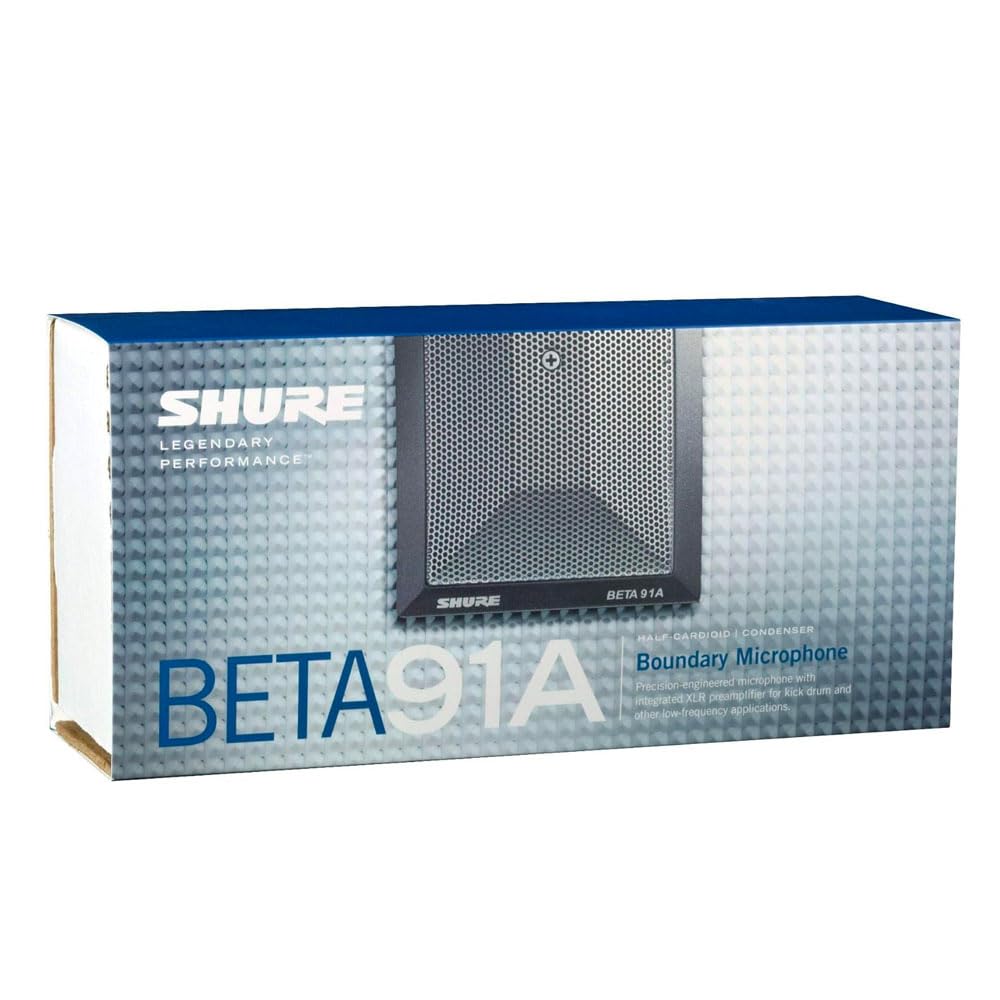 SHURE BETA 91A - Micrófono condensador semicardioide de bombo, incluye preamplificador integrado y salida XLR macho