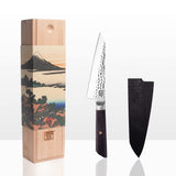 KOTAI | Cuchillo universal Bunka Petty | Hoja de 13,5 cm | Cuchillo universal | Afilado y forjado a mano | Acero inoxidable japonés ultra afilado 440C | Mango de madera de ébano | Tang oculto completo