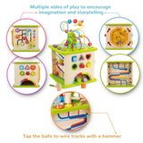 Hape Cubo de Juego de Bichitos del Campo | Rompecabezas de Aprendizaje de Madera, Centro de Actividades de 5 Caras