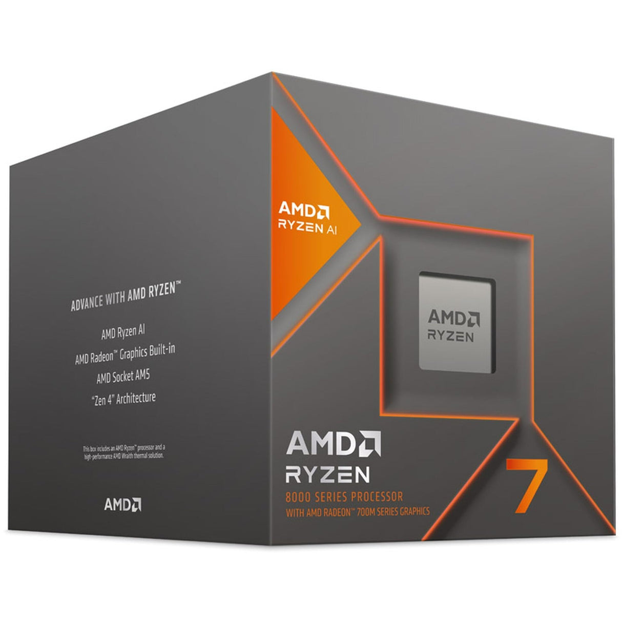 AMD Ryzen 7 8700G Procesador con IA (tarjeta gráfica Radeon integrada,Ryzen AI, 8 núcleos/16 threads, 65W DTP, Socket AM5,24MB Caché, Reloj de aumento máx. hasta 5,1Ghz, con ventilador Wraith Stealh)