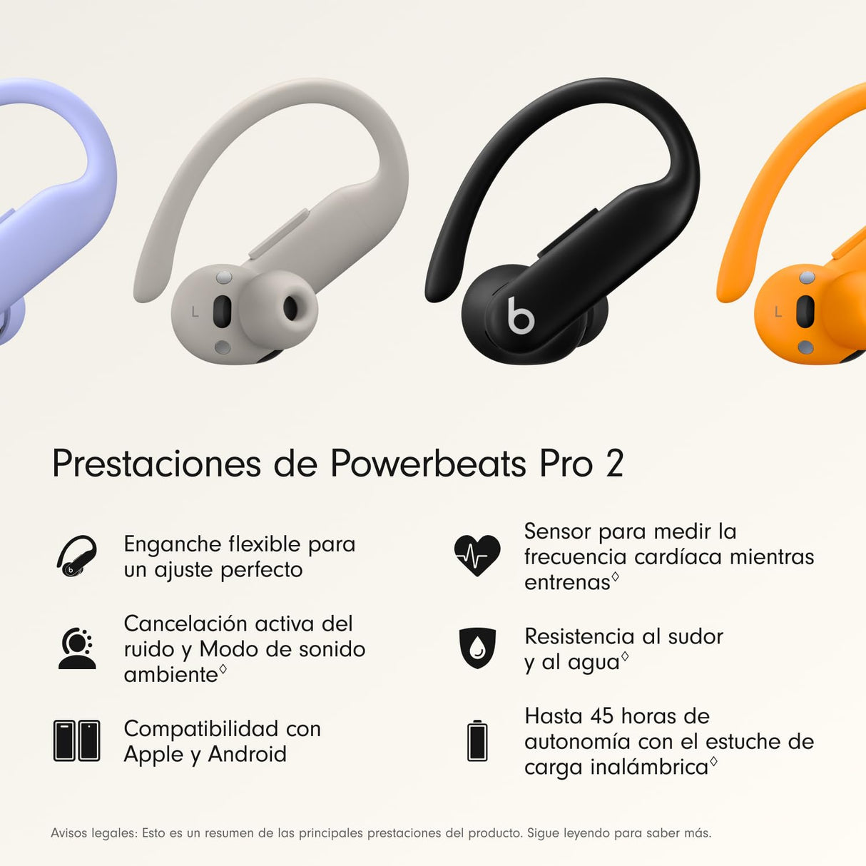 Beats Powerbeats Pro 2 Auriculares Bluetooth inalámbricos- Cancelación Activa del Ruido, clasificación IPX4, hasta 45H con Estuche de Carga, Funciona con Apple y Android - Negro Azabache