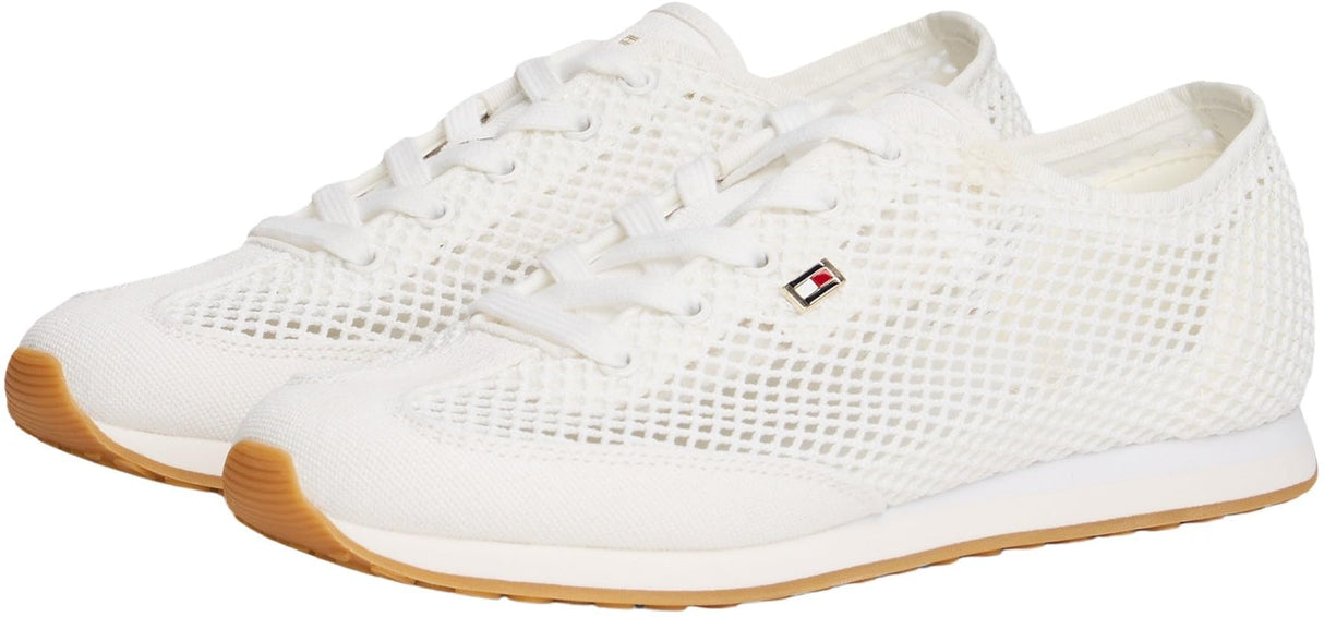Tommy Hilfiger Runner Sneaker Mujer Low Profile con malla, Blanco (Ecru), 40