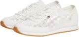 Tommy Hilfiger Runner Sneaker Mujer Low Profile con malla, Blanco (Ecru), 40