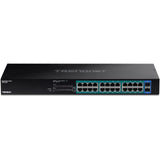 TRENDnet TPE-TG240G Conmutador Gigabit PoE+ de 24 Puertos, 24 Puertos Gigabit PoE+, presupuesto de alimentación de 370 W, Capacidad de conmutación de 48 GB/s, Kit de Montaje en Rack Incluido,