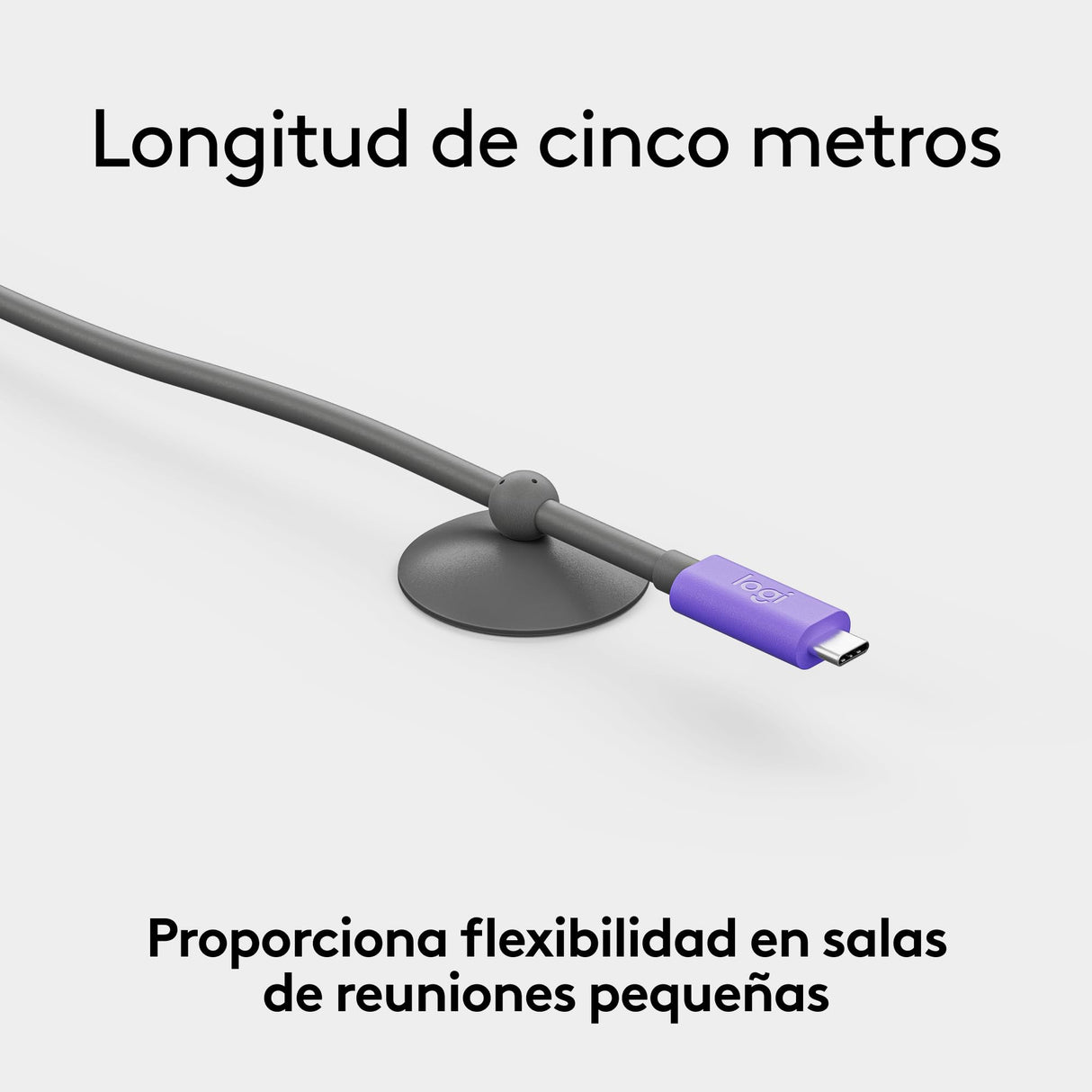 Logitech cable USB activo | Conexión BYOD con un solo cable a MeetUp 2 | Accesorio de videoconferencia para salas pequeñas - Grafito