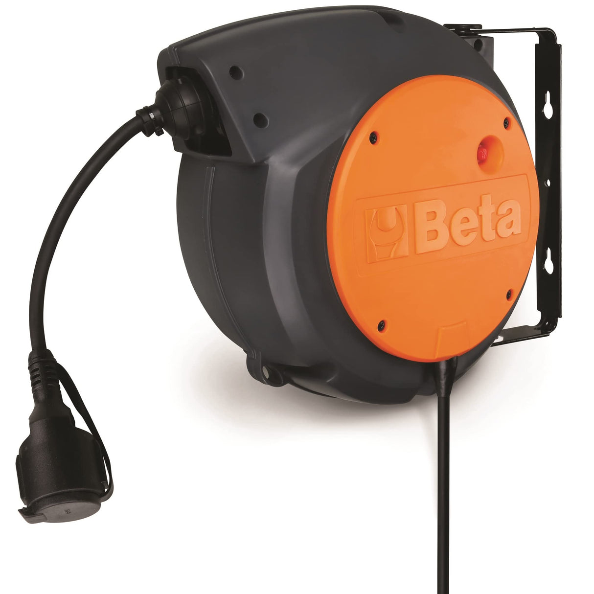 BETA - 1844 15-H05/SCK Bobinadora automática con cable 3Gx1,5 mm² y enchufe schuko, longitud del cable fuera de la carcasa 1 m, con soporte giratorio de 180° y segundo soporte de enclavamiento rápido,