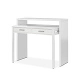 Habitdesign Mesa Escritorio Extensible, Mesa Estudio, Consola, Color Blanco Artik, Medidas: 98,5 cm (Largo) x 36-70 cm (Fondo) x 87,5 cm (Alto)