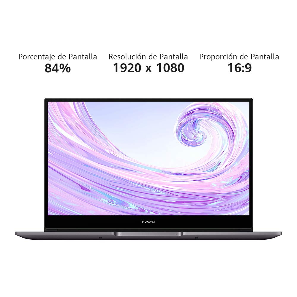 HUAWEI Matebook D14 - Ordenador Portátil Ultrafino de 14" FullHD (Intel Core i5-10210U, 16GB RAM, 512GB SSD, Intel UHD Graphics, Windows 10 Home) Space Grey - Teclado QWERTY Español