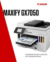 Canon MAXIFY GX7050 – Impresora Multifunción MegaTank a Color, Copiadora, Escáner, Fax A4 | Casa y Oficina | Wi-Fi, Ethernet, USB | Inyección de Tinta