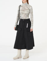 Love Moschino Canvas with Patch Pockets Falda Midi con Bolsillos de Parche, Black, 42 De Las Mujeres