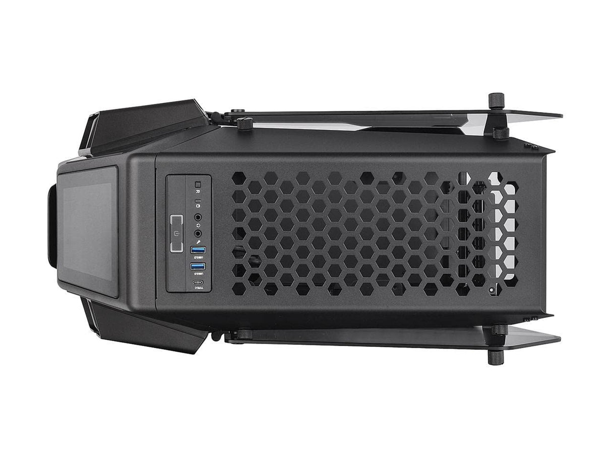 Thermaltake AH T200 Caso Micro CA-1R4-00S1WN-00 con Marco Abierto de Vidrio Templado para helicóptero