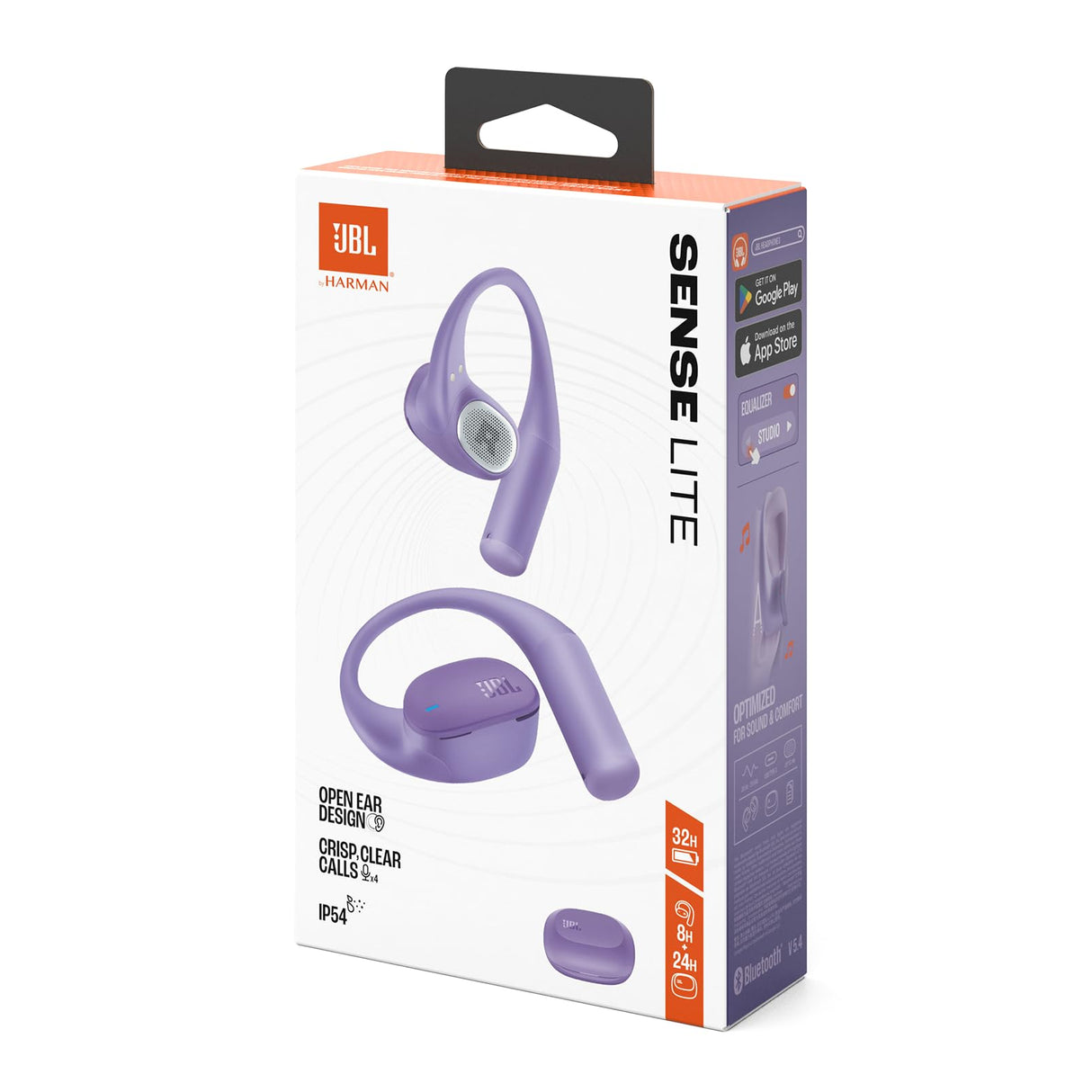 JBL Sense Lite Auriculares inalámbricos Abiertos True Wireless, diseño de Gancho para Oreja, conducción aérea, OpenSound, 32 h de autonomía, Resistencia al Agua/Polvo IP54, Headphones, Violeta