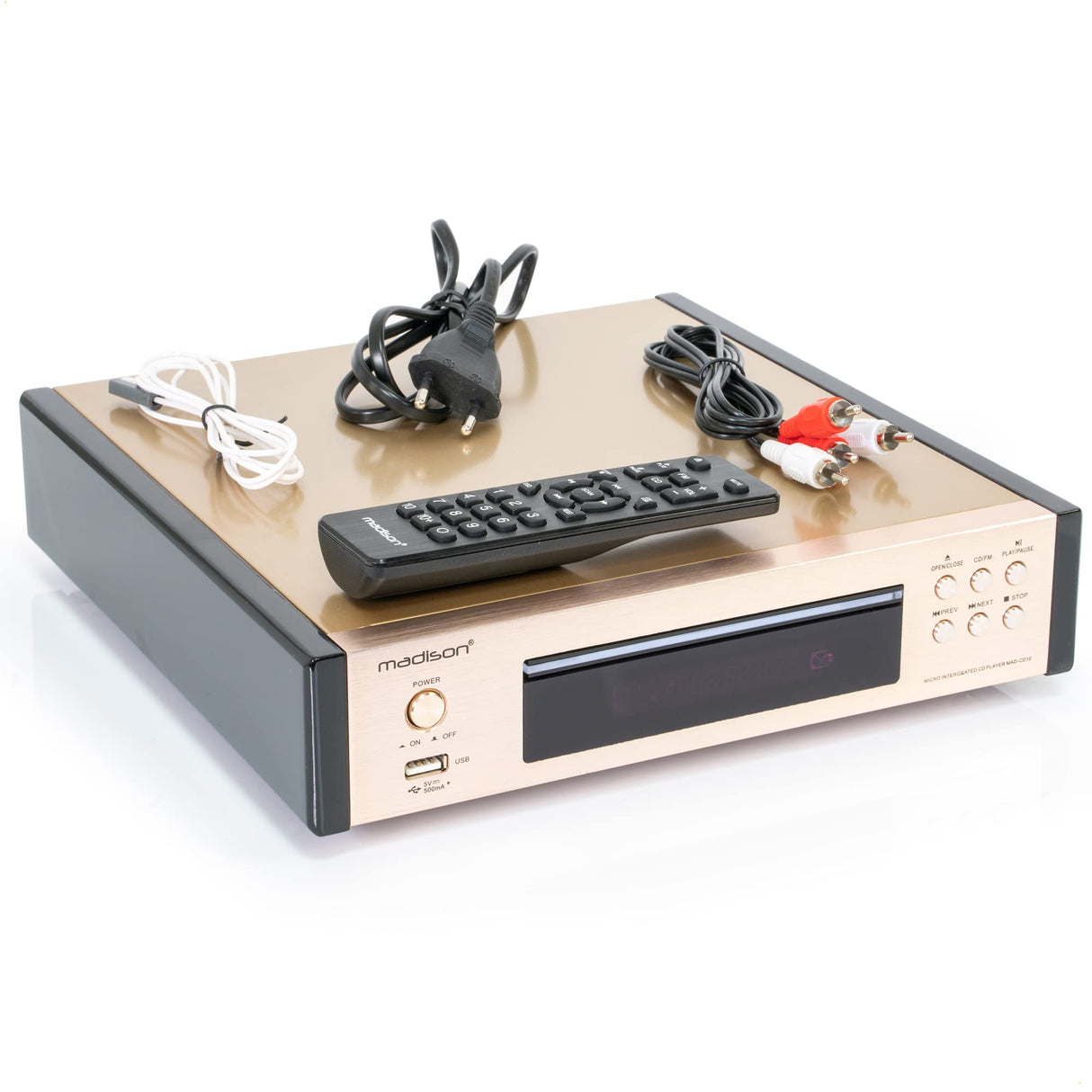 Madison MAD-CD10 - MADISON - Reproductor de CD y sintonizador de FM con USB y mando a distancia - Oro rosa cepillado