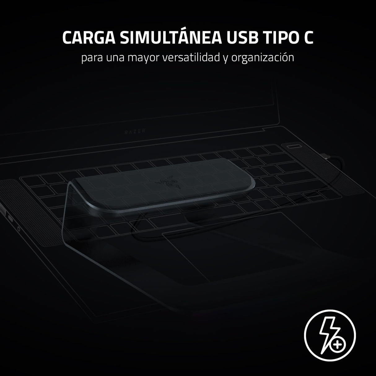Razer Laptop Stand Chroma V2 - Soporte para Ordenador portátil con iluminación RGB Chroma (Hub USB 3.0 con 3 Puertos, ángulo de inclinación de 18 Grados, Aluminio y diseño ergonómico)