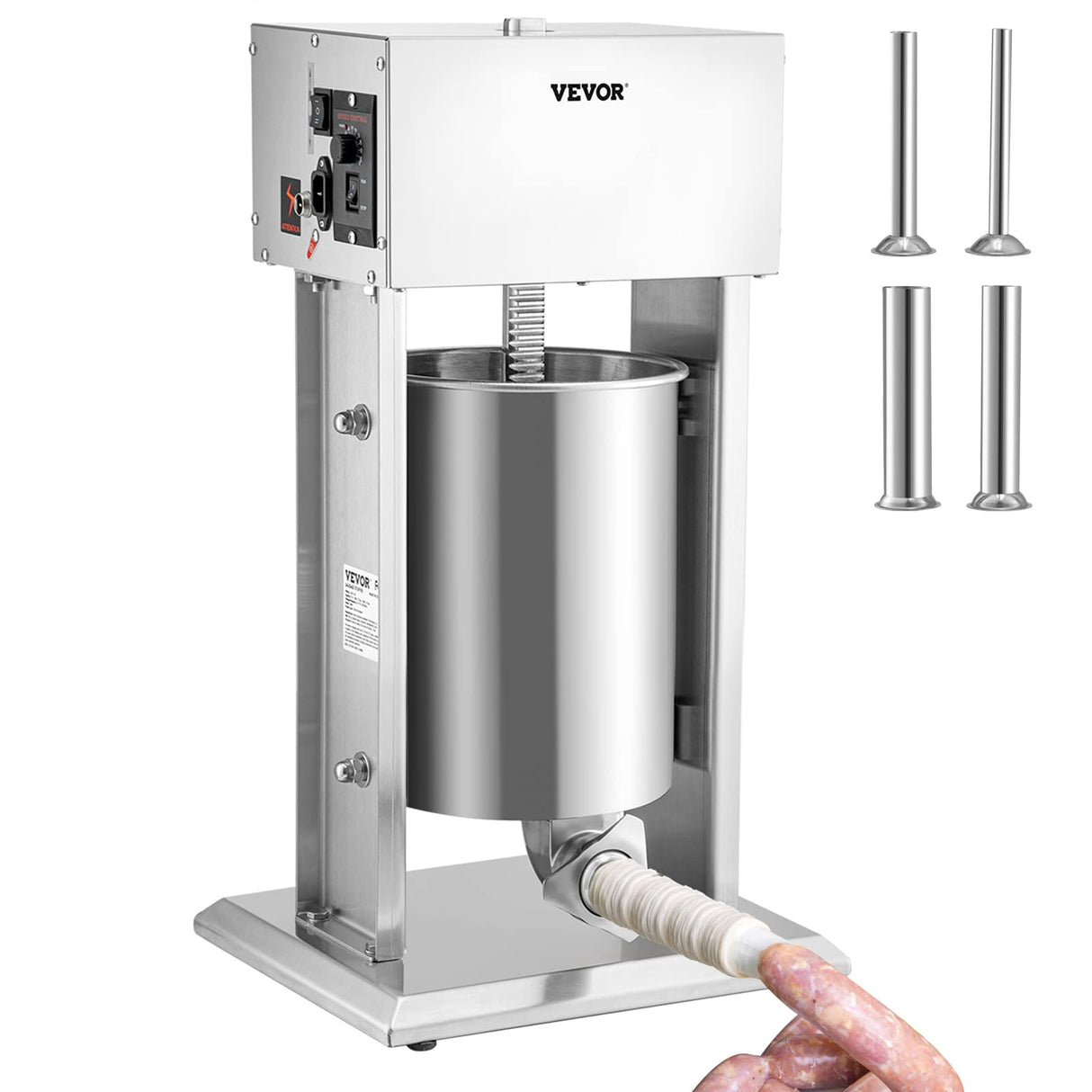 VEVOR Embutidora de Salchichas Electrico de Acero Inoxidable 10L,Máquina de Salchichas Embutidos Electrico 200W， Máquina para Hacer Salchichas con 4 Tubos para Salchichas