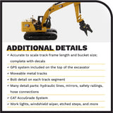 Caterpillar Diecast Masters 85657 - Excavadora 4 Herramientas 323 Hex, Escala 1:50, Aprox. 9,5 x 3,4 x 4,6 cm, a Partir de 14 años