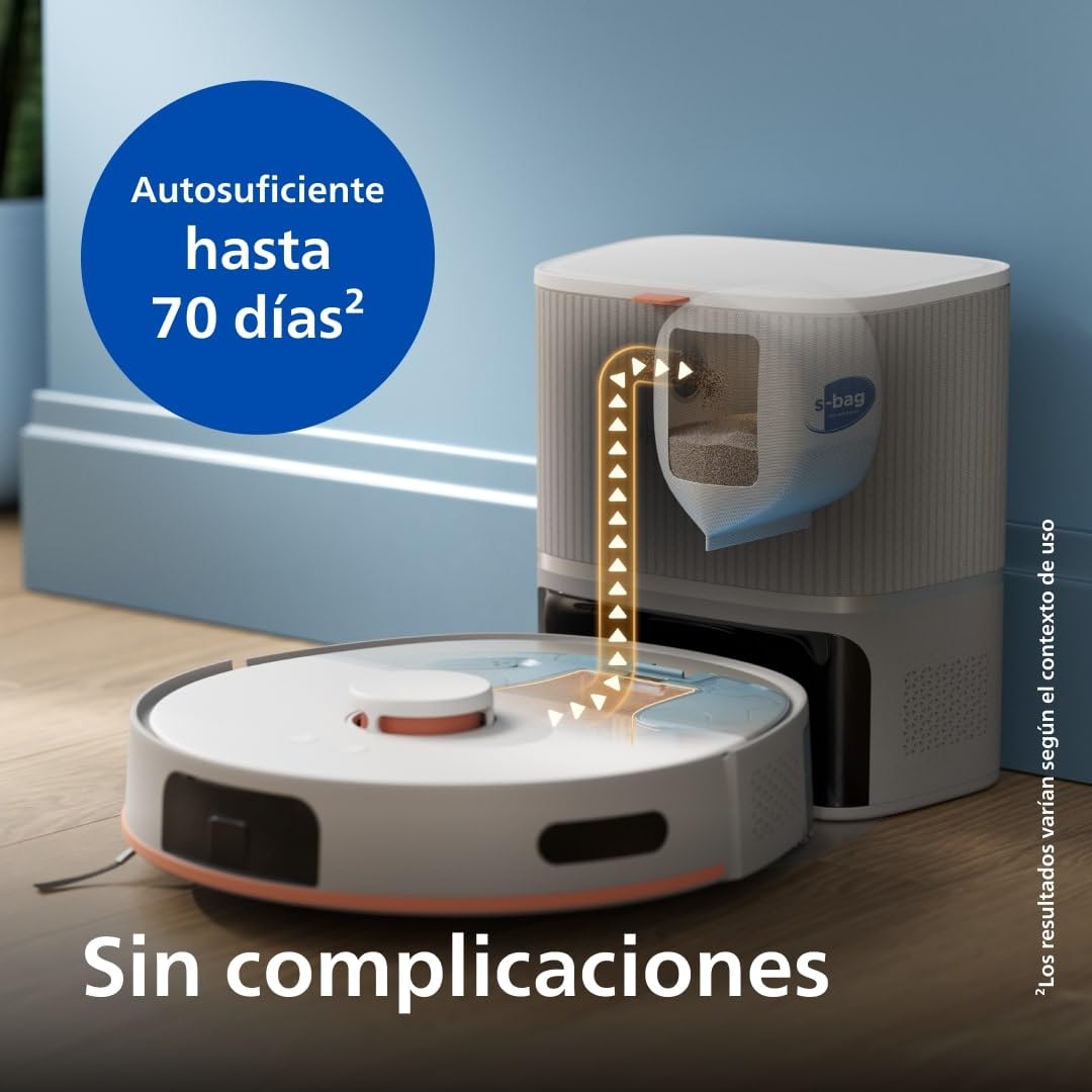 Philips Homerun Serie 5000 – Robot Aspirador, Doble mopa giratoria, 10.000 Pa, aspira y friega, autovaciado (S-Bag®), navegación por láser Lineal, App Homerun, Beige (XU5100/20)