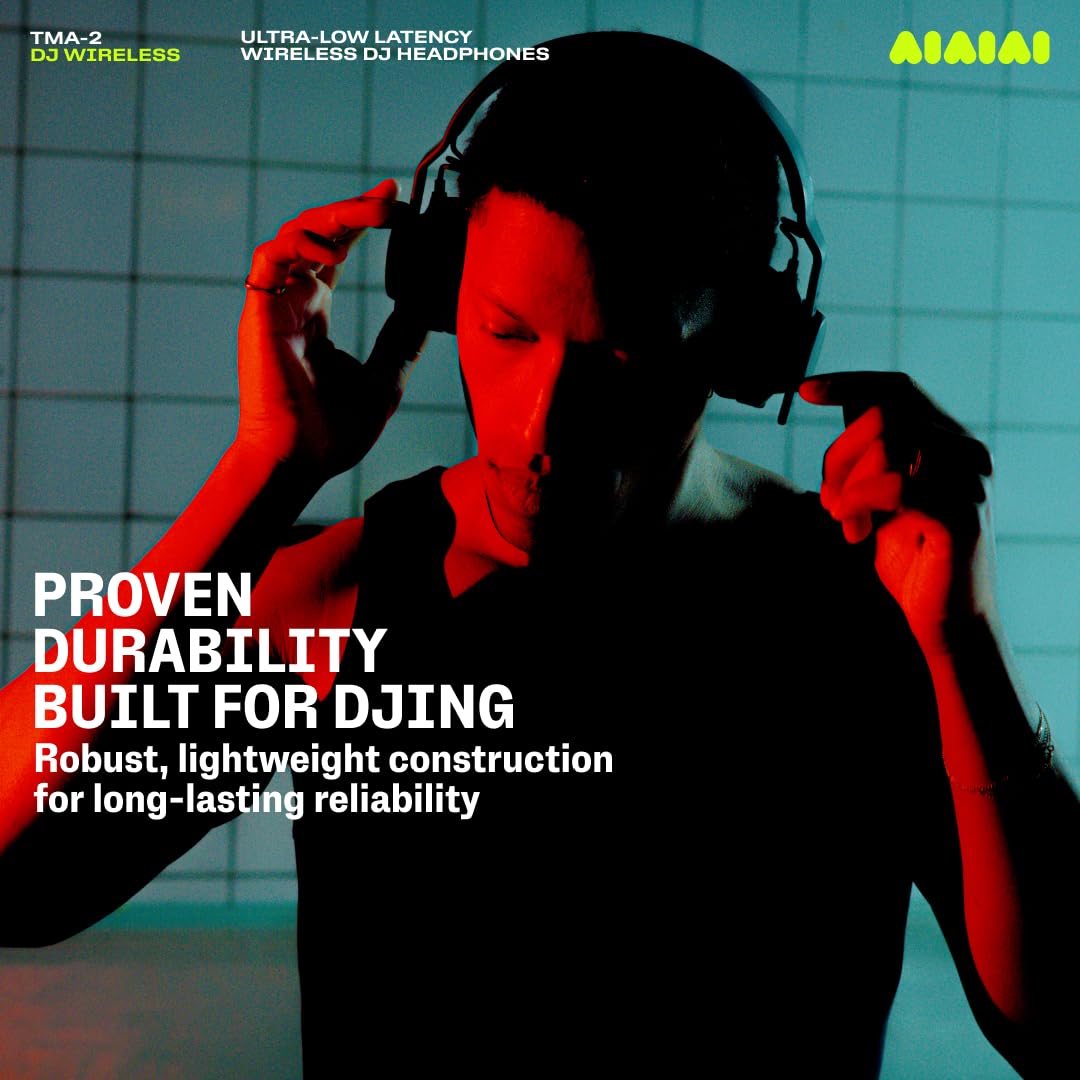 AIAIAI TMA-2 DJ Wireless - Auriculares inalámbricos Profesionales para DJ con Audio inalámbrico de latencia ultrabaja, más de 25 Horas de reproducción, diseño Ligero y Duradero, Almohadillas de Alto