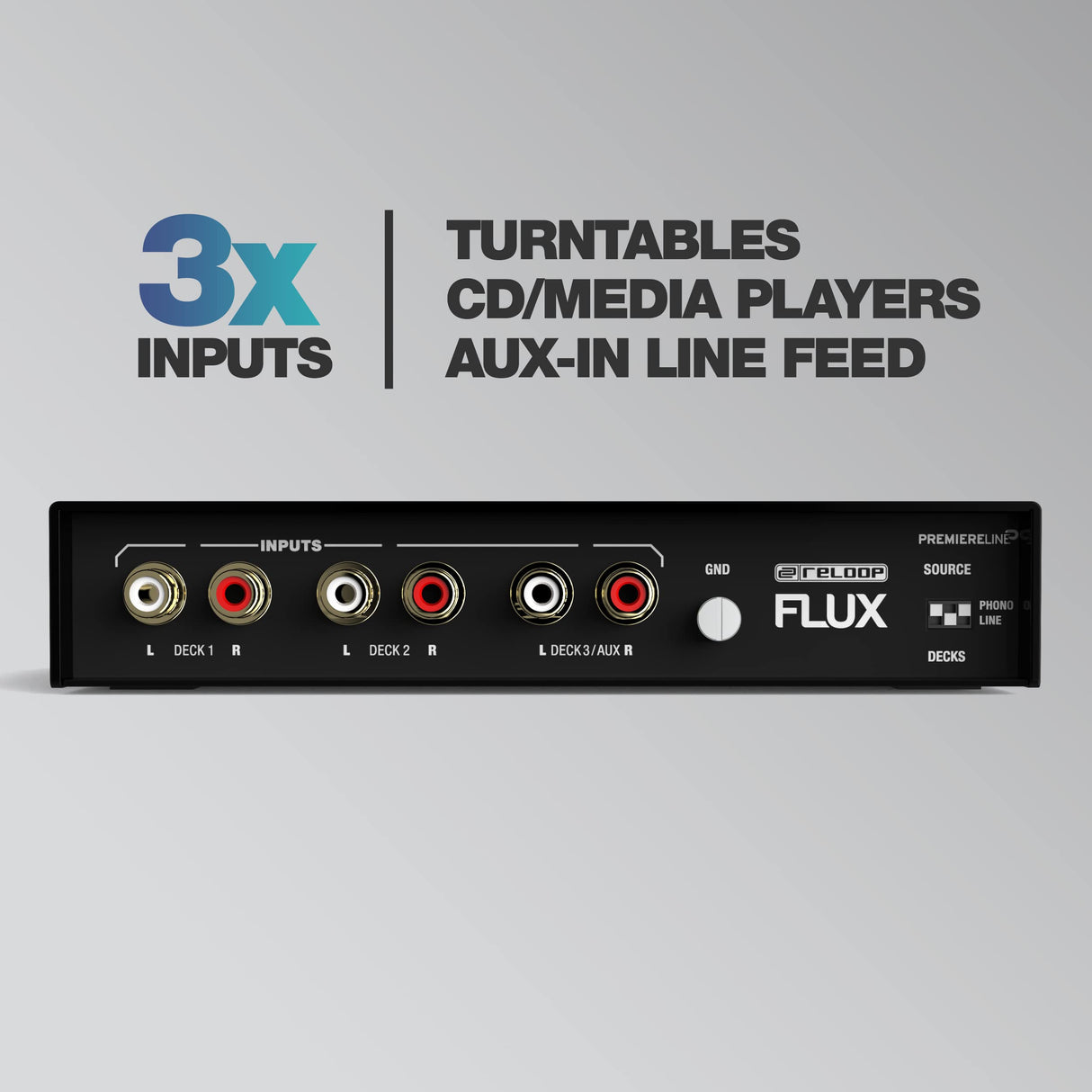 Reloop Flux - Interfaz DVS 6x6 IN/OUT USB-C Club-ready para Serato DJ Pro, 24 bits/96 kHz, compatible con giradiscos, CDJs u otros reproductores multimedia, hub USB-A de 2 puertos