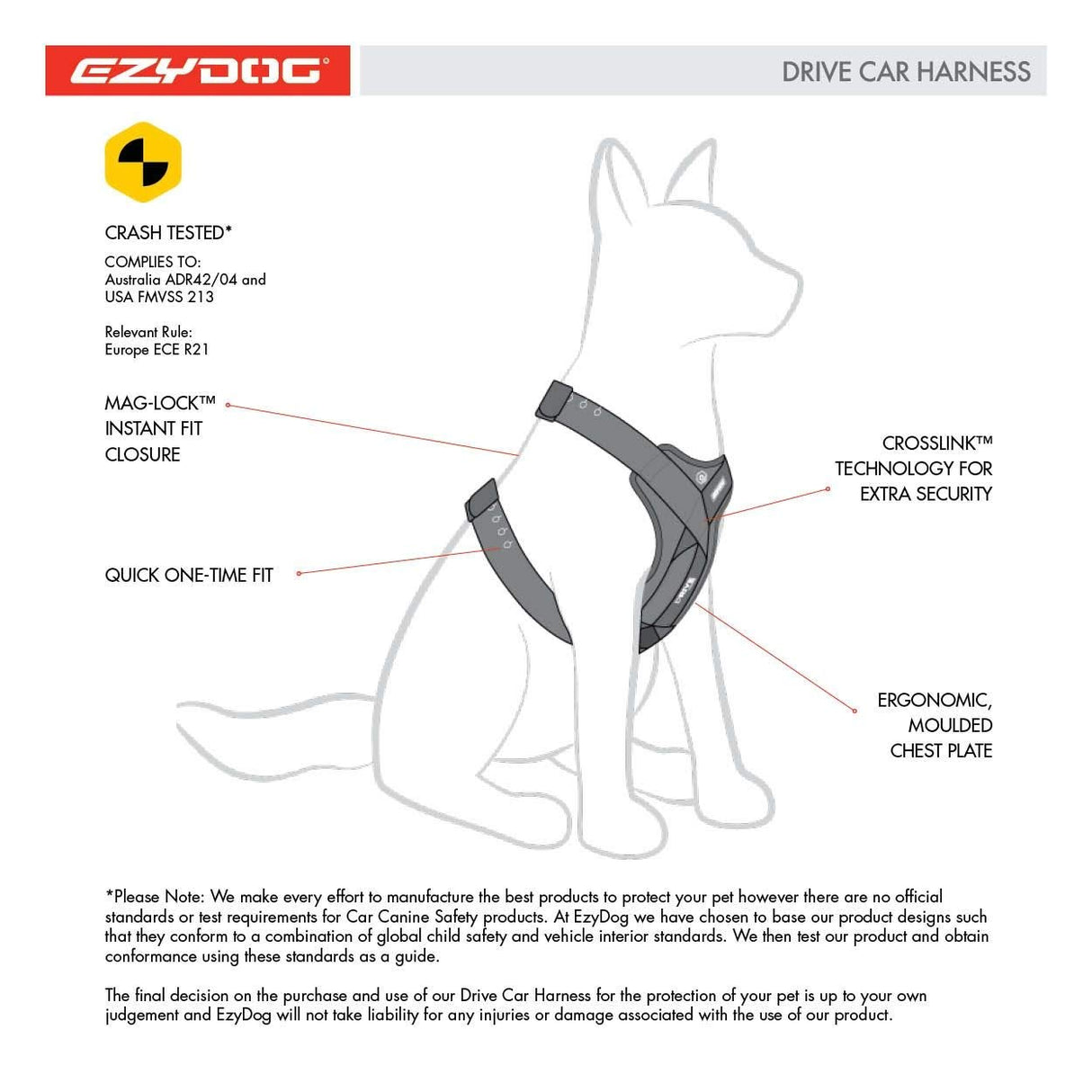 Ezydog Drive Arnés De Coche para Perro, Cinturón De Seguridad para Perros, Multifunción, Ajustable, Arnés De Chaleco De Viaje (L, Negro)