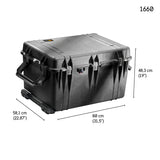 PELI 1660 Maleta estanca Grande con Ruedas para Transporte de Equipos electrónicos, ópticos y fotográficos, IP67 Resistente al Agua, 160L de Capacidad, Fabricada en Alemania, sin Espuma, Color Negro