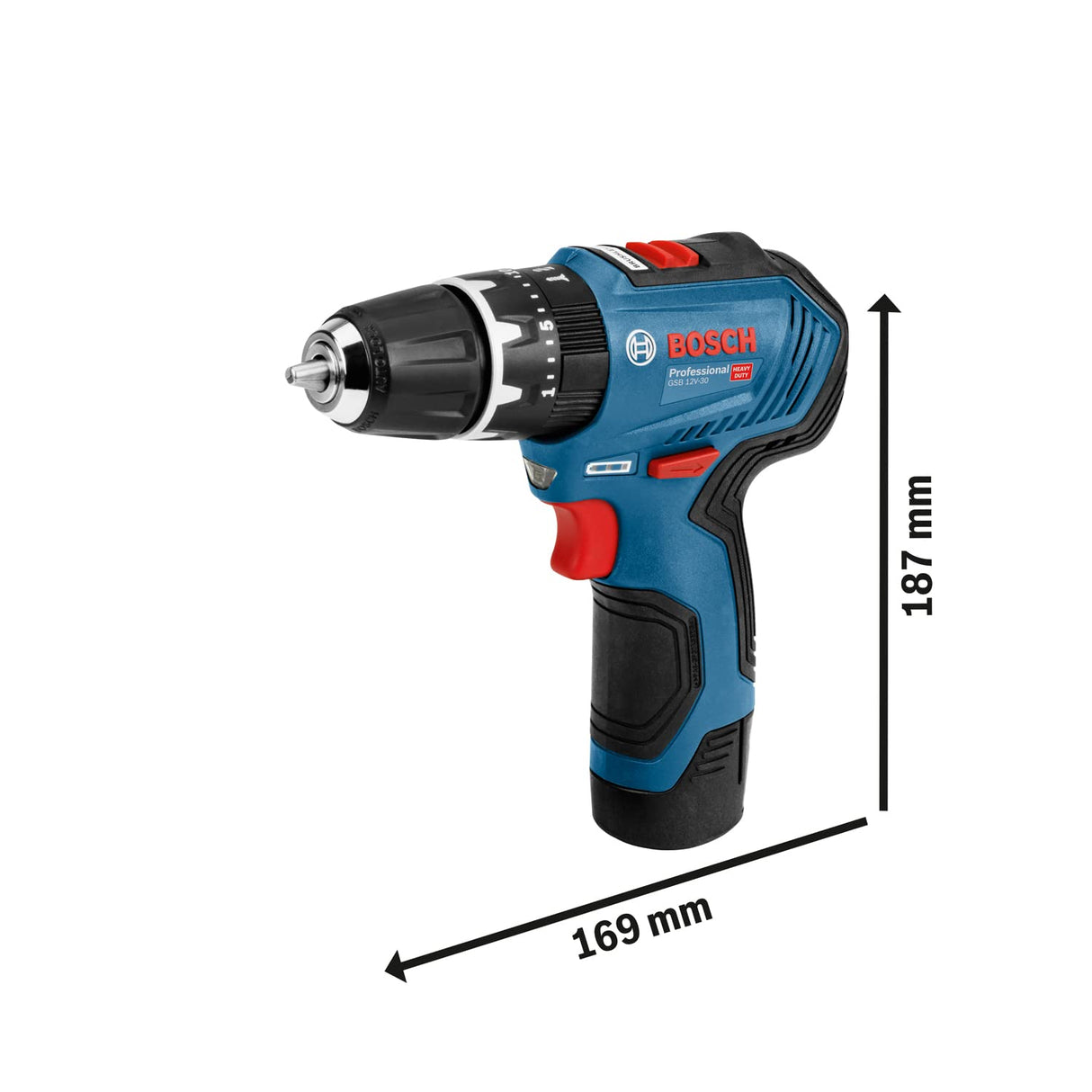 Bosch GSB 12V-30 Atornilladores taladradores de percusión a batería (2× GBA 12V 2.0 Ah + GAL 12V-40, (Brushless))