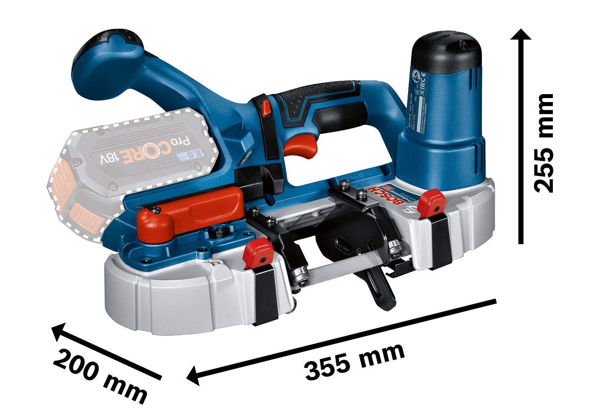 Bosch Professional GCB 18V-63 - Sierra de cinta a batería (18V, ancho de corte 63,5 mm, sin batería, en L-BOXX)
