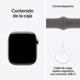 Apple Watch Series 10 GPS + Cellular Smartwatch con Caja de Titanio Natural de 46 mm y Correa Deportiva Gris Piedra - Talla S/M. Monitor de entreno, App ECG, Pantalla Retina Siempre Activa