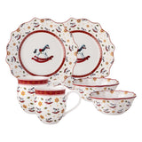 Villeroy & Boch - Toy's Delight set de desayuno para 2 personas caballito balancín 6 piezas colorido, vajilla de Navidad, Vajilla con platos, tazas y cuencos de desayuno, porcelana premium