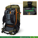 Lowepro Mochila PhotoSport X 45L AW con Tejidos Reciclados, Cámara Reflex y Mirrorless, Acceso Trasero, Compartimento Extraíble para Cámara, Características para Montaje, Talla M/L, Gris Oscuro/Verde