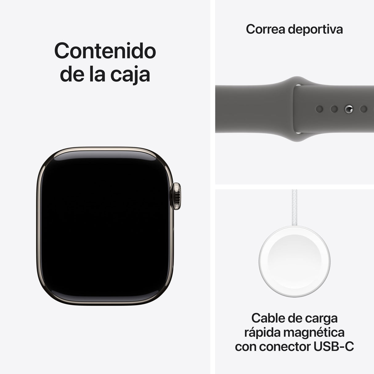 Apple Watch Series 10 GPS + Cellular Smartwatch con Caja de Titanio Natural de 42 mm y Correa Deportiva Gris Piedra - Talla M/L. Monitor de entreno, App ECG, Pantalla Retina Siempre Activa