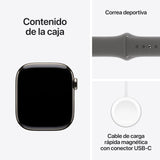 Apple Watch Series 10 GPS + Cellular Smartwatch con Caja de Titanio Natural de 42 mm y Correa Deportiva Gris Piedra - Talla M/L. Monitor de entreno, App ECG, Pantalla Retina Siempre Activa