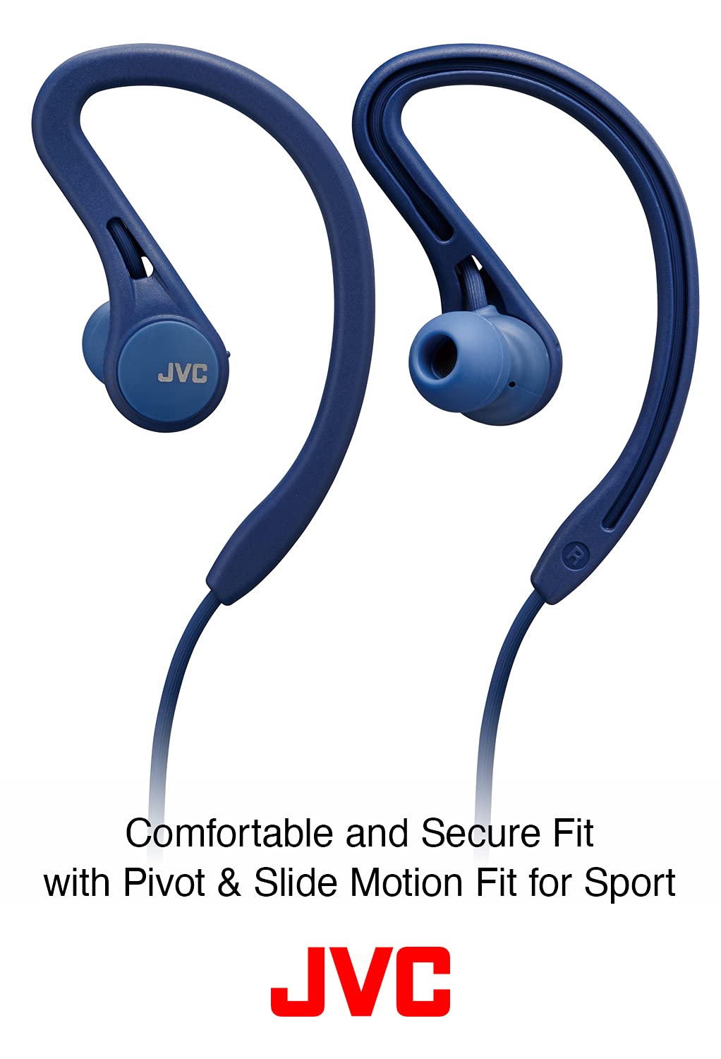 JVC HA-EC25W-B-U. Auriculares Deportivos con Ajuste Seguro y cómodo. hasta 6,5 Horas de batería. Resistente al Sudor. Cable antienredos. Bluetooth. Color Negro