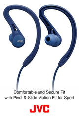JVC HA-EC25W-B-U. Auriculares Deportivos con Ajuste Seguro y cómodo. hasta 6,5 Horas de batería. Resistente al Sudor. Cable antienredos. Bluetooth. Color Negro