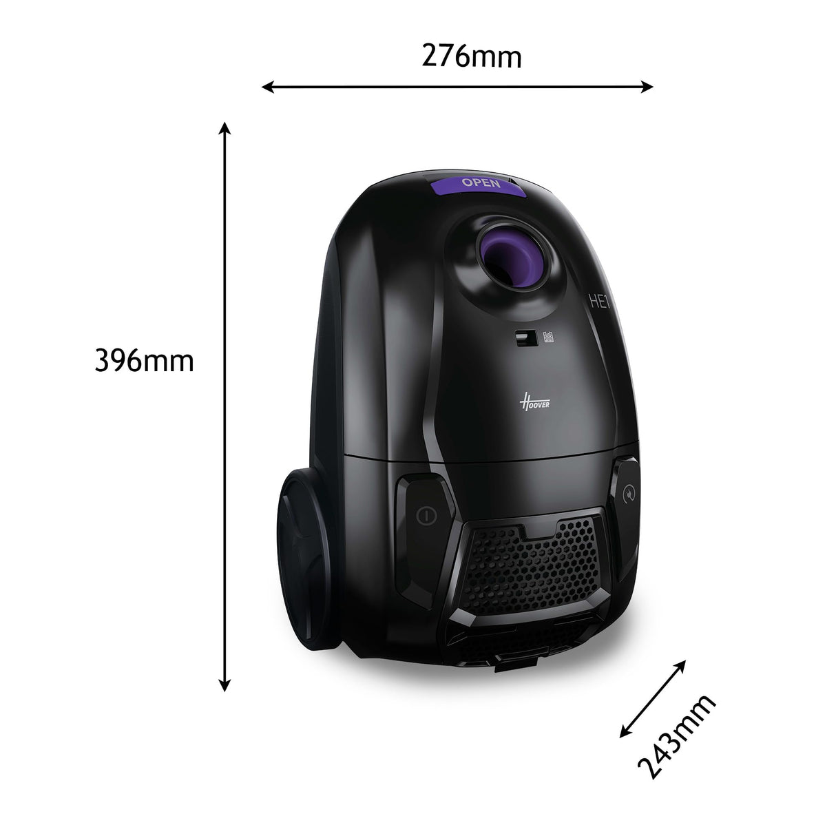 Hoover HE1 Compact – Aspirador con Bolsa para Suelos Duros y alfombras, con Cable, Filtro EPA, Bolsa de 2,5L, Accesorios Integrados y Radio de acción de 7,5 m [HEZ107HM]