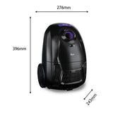 Hoover HE1 Compact – Aspirador con Bolsa para Suelos Duros y alfombras, con Cable, Filtro EPA, Bolsa de 2,5L, Accesorios Integrados y Radio de acción de 7,5 m [HEZ107HM]