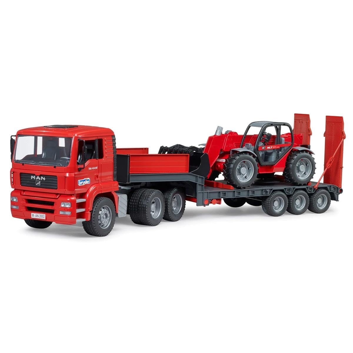 bruder 02774 - MAN TGA góndola baja con cargadora telescópica Manitou MLT 633, Vehículos, Góndola baja, Transportador, Camión, Cargadora sobre ruedas, Juguetes 3+ años