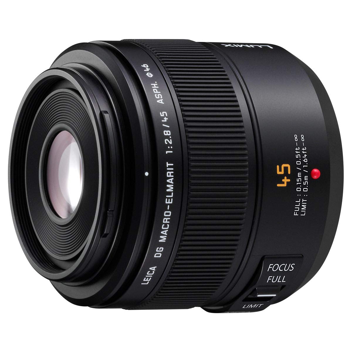Panasonic LEICA DG MACRO ELMARIT H-ES045 - Objetivo Macro para cámaras de montura M4/3 (Focal 45 mm, F2.8, lentes asféricas, tamaño filtro 46 mm, Mega O.I.S), negro