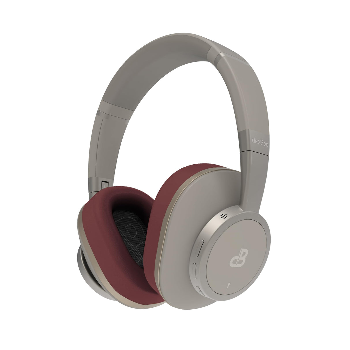 DeeBee dB-Pulse-GLB Auriculares Bluetooth Circumaurales, Cancelación de Ruido, 40 Horas de Batería, Beige, con Almohadilla Intercambiable