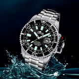 LOTUS Reloj Hombre Analógico de Acero Inoxidable 316l Plateado - Movimiento de Cuarzo - Calendario - Cristal Zafiro de Alta Resistencia - Resistente al Agua 30 ATM 18938/4 Diver