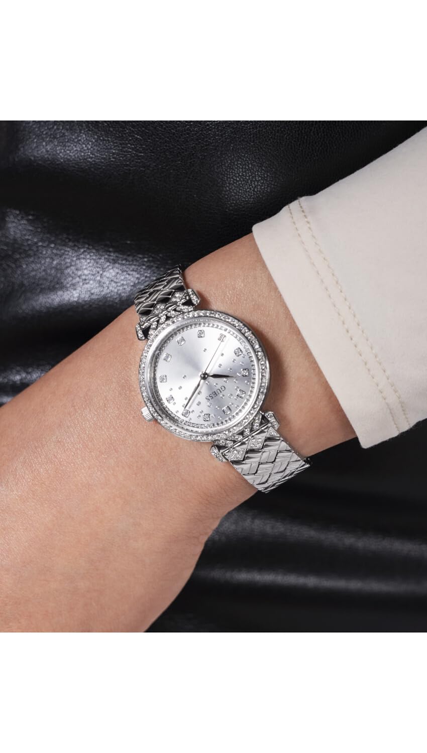 Guess Enchantment - Reloj analógico para Mujer, 32 mm de Ancho, Tono Plateado, Tono Plateado, Clásico