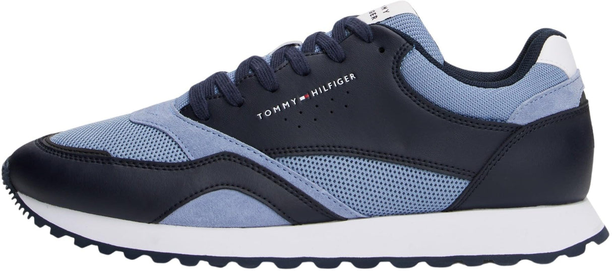 Tommy Hilfiger Runner Sneaker Hombre New Eva Mix de Piel, Azul (Brisk Blue), 43