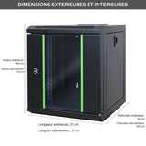 WAYTEX 37483 - Caja de Red (10 Pulgadas, 6U, Montaje en Pared, bahía de elaboración, 310 x 300 x 350 mm, con Puerta de Cristal con Cerradura, Color Negro