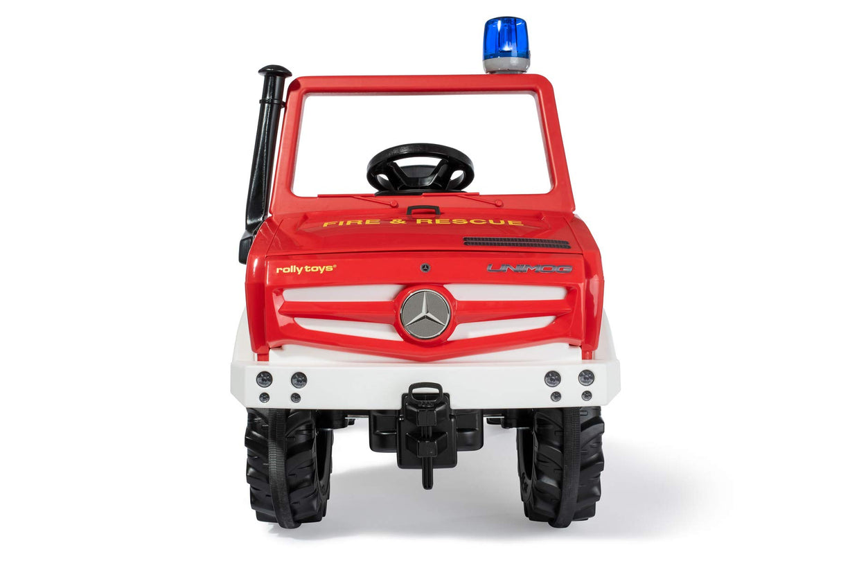 Rolly Toys 038220 RollyUnimog Feuerwehr Edition 2020 (Kinderunimog, Pedfahrzeug) - Incluye RollyFlashlight, Asiento Ajustable, neumáticos silenciosos