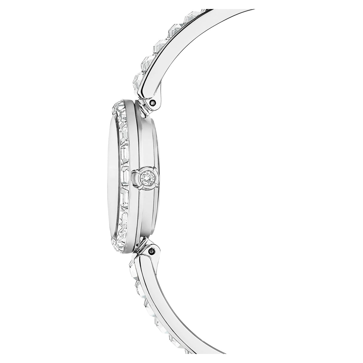 Swarovski Reloj Matrix Bangle, Fabricado en Suiza, Pulsera de Cristal, Blanco, Acero Inoxidable