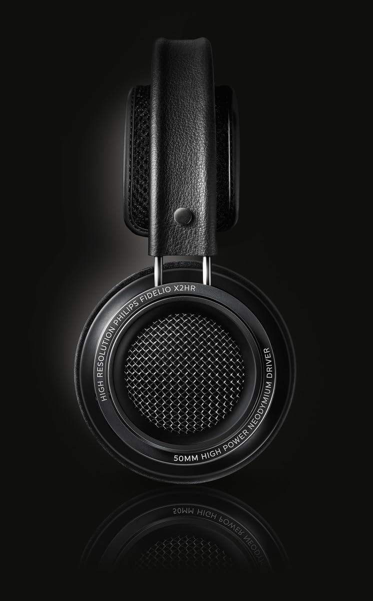 Philips Fidelio X2 Auriculares con Cable de Alta resolución, acústicos y Abiertos por detrás, transductores LMC de neodimio de 50 mm, Almohadillas de Espuma con Memoria de Terciopelo de Lujo - Negro