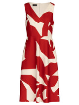 APART Fashion Apart Kurzes Kleid aus Jersey-Stoff Allover mit Vestido, Rojo-Crema, 46 Mujeres