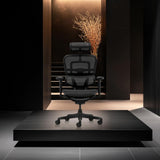 hjh OFFICE Silla de Oficina ergonómica ERGOHUMAN Signature GEN2 Diseño Original, Silla de Oficina con Soporte Lumbar Flexible, tapizado de Malla, Negro