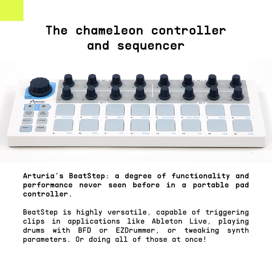 Arturia - BeatStep - Controlador MIDI Compacto y Secuenciador con Software Creativo para Grabación de Alta Calidad - 16 Pads, 16 Codificadores